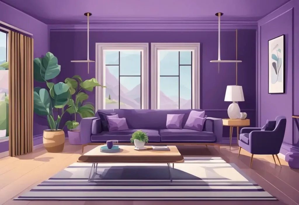 Sala decorada cor  Roxo
